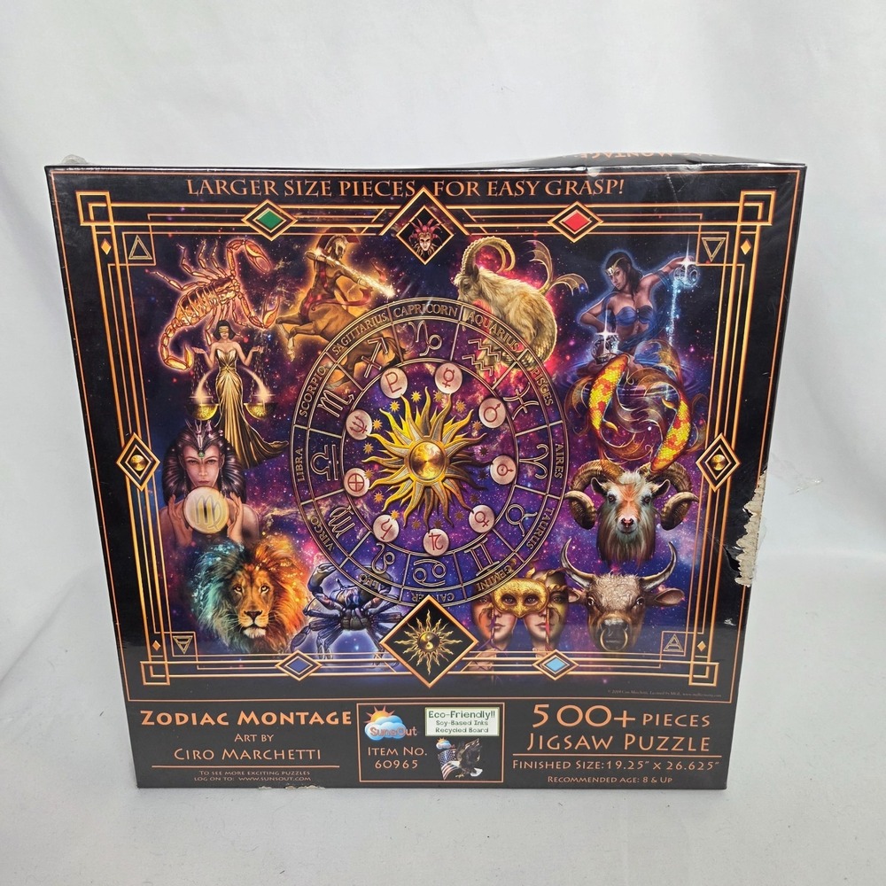 New Sealed Sunsout Zodiac‎ Montage Ciro Marchetti 500 XL Piece Puzzle